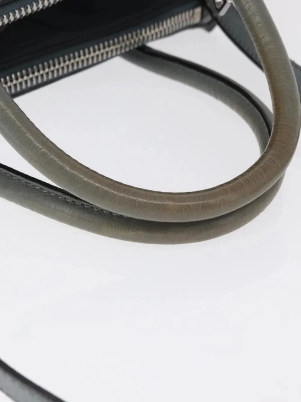 PRADA Hand Bag Safiano leather 2way Gray Silver